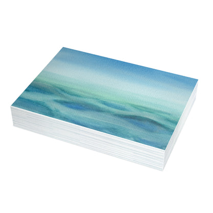 Peaceful Ocean Blank Cards, Watercolor, Painting Original Art Cards, Wave Art, Thank You, Get Well Note Cards, Customizable