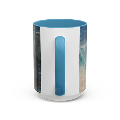 Mug, watercolor big blue wave dark blues and turquoise wavee. Ocean, sea lover gift. Beach theme coffee cup. Coastal home decor. Nautical