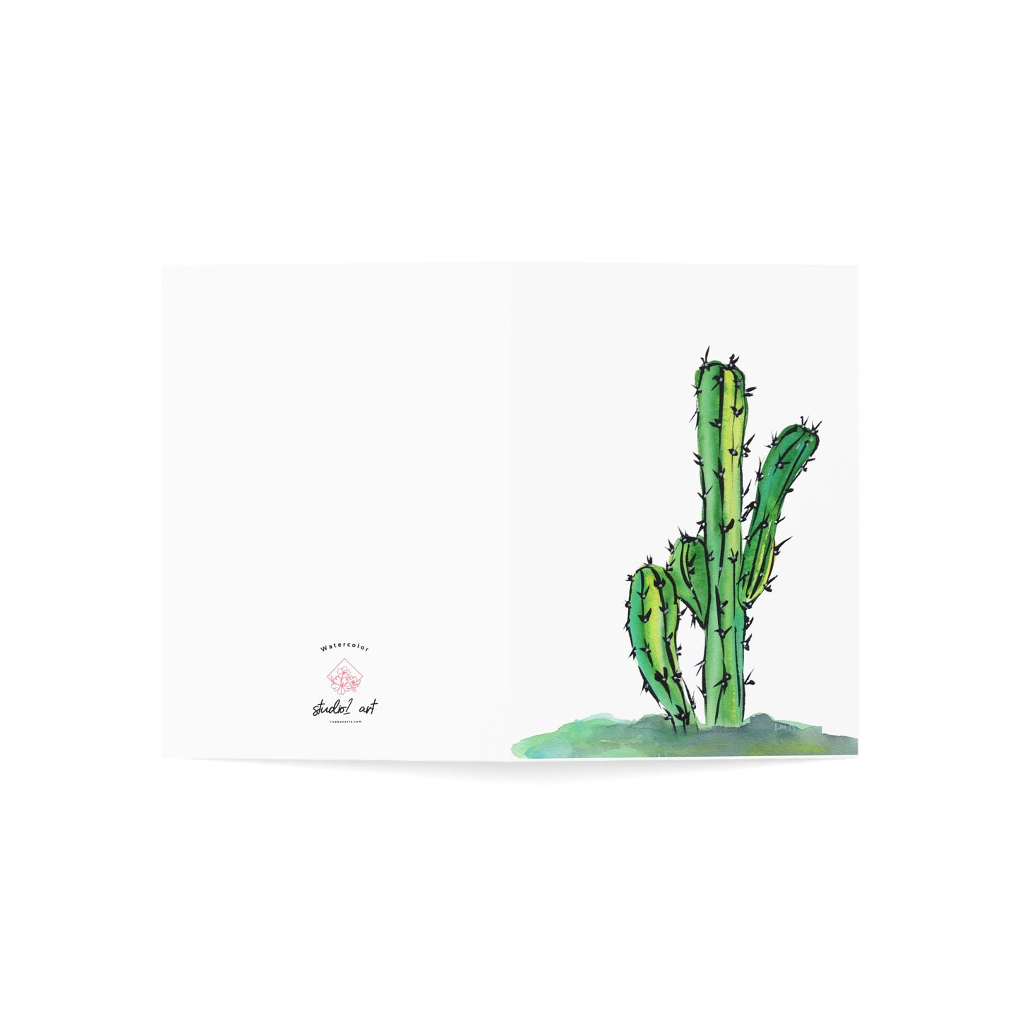 Cactus Watercolor Painting Card, Blank Luxury Greeting Cards, Thank You, Happy Birthday or Get Well Soon Cards, Original Art Card Set.
