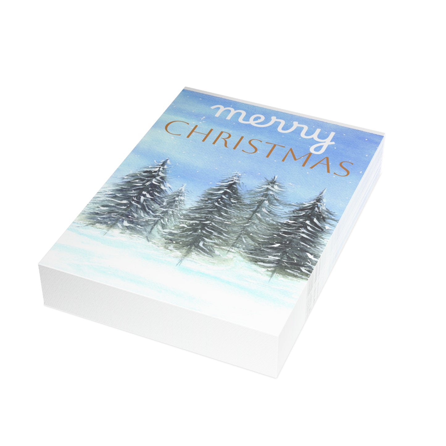 Merry Christmas Winter Trees Luxury Greeting Card, Winter Wonderland Christmas Card Pack, Original Art Christmas Cards, Blank Cards.