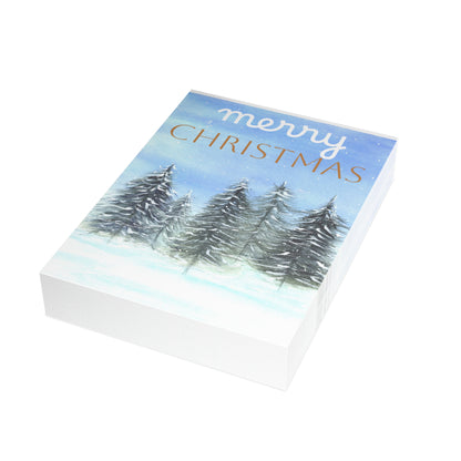 Merry Christmas Winter Trees Luxury Greeting Card, Winter Wonderland Christmas Card Pack, Original Art Christmas Cards, Blank Cards.