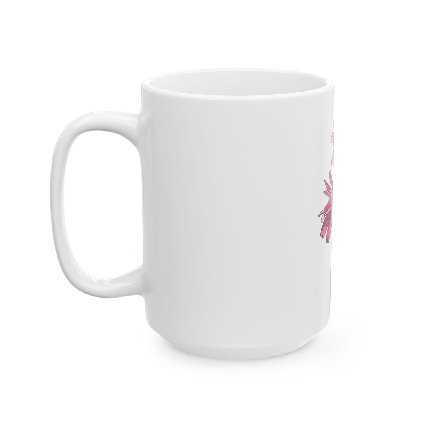 Pink Daisies Floral Ceramic Mug - Mom and Daughter Coffee Cup, Gift for Friends, gardeners, Flower Lover Mug, pink floral Kitchen Decor