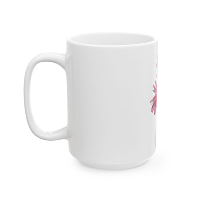 Pink Daisies Floral Ceramic Mug - Mom and Daughter Coffee Cup, Gift for Friends, gardeners, Flower Lover Mug, pink floral Kitchen Decor