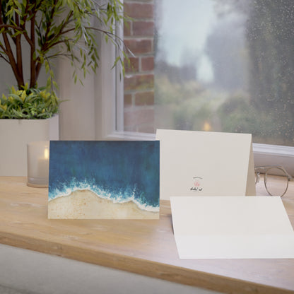 Luxury Ocean Greeting Card Set, Original Water Color Painting Art Cards, Blank Thank you, Birthday or Get Well Soon Cards, Shoreline Art