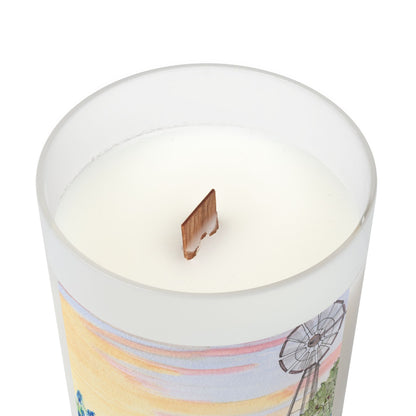 Candle, Texas Prairie Windmill and Bluebonnets Cactus Design, Home Fragrance, Decor, Gift, Hand-poured Soy Wax Candle