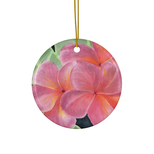 Plumeria, Floral Ceramic Ornaments, Vibrant Flower Design, Perfect for Holidays, Gift Tags, Home Decor, Wedding Favors, Tree Decorations