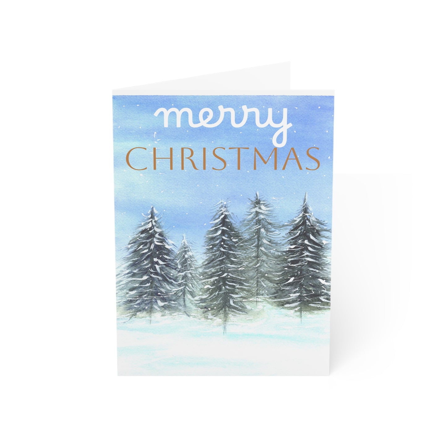 Merry Christmas Winter Trees Luxury Greeting Card, Winter Wonderland Christmas Card Pack, Original Art Christmas Cards, Blank Cards.