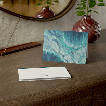 Watercolor Ocean Card Blank Greeting Thank You Note Stationery Birthday Gift Beach Theme Coastal Art Turquoise Teal Wave Design Handpainted