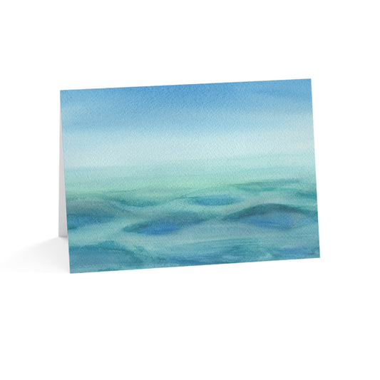 Peaceful Ocean Blank Cards, Watercolor, Painting Original Art Cards, Wave Art, Thank You, Get Well Note Cards, Customizable