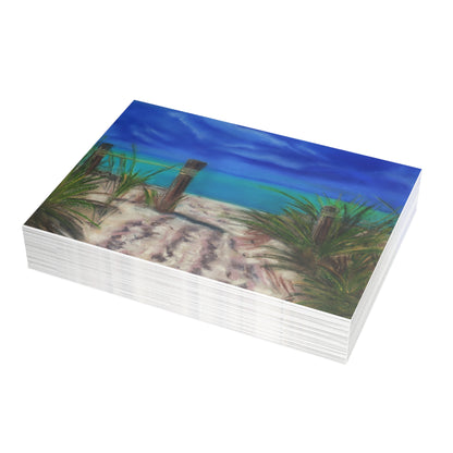 Peaceful Shoreline Pastel Art Greeting Card Pack, Coastal Art Cards, Luxury Stationery, Get Well, Thank You, Or Birthday Card Set.