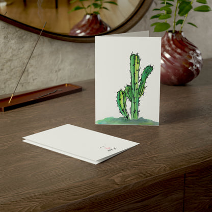 Cactus Watercolor Painting Card, Blank Luxury Greeting Cards, Thank You, Happy Birthday or Get Well Soon Cards, Original Art Card Set.