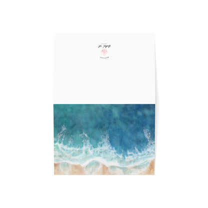 Shoreline Watercolor Painting Card, Luxury Art Greeting Card Set, Tropical Wave Watercolor Blank Cards, Just Because, Get Well Or Thank you