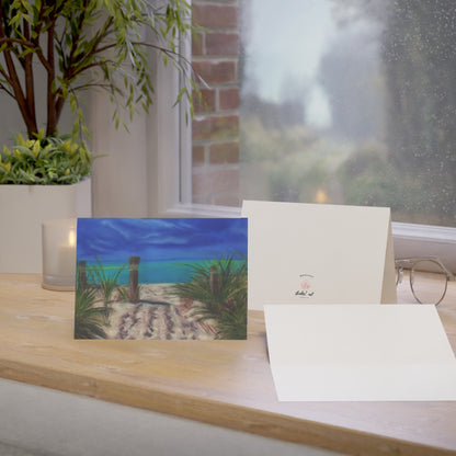 Peaceful Shoreline Pastel Art Greeting Card Pack, Coastal Art Cards, Luxury Stationery, Get Well, Thank You, Or Birthday Card Set.