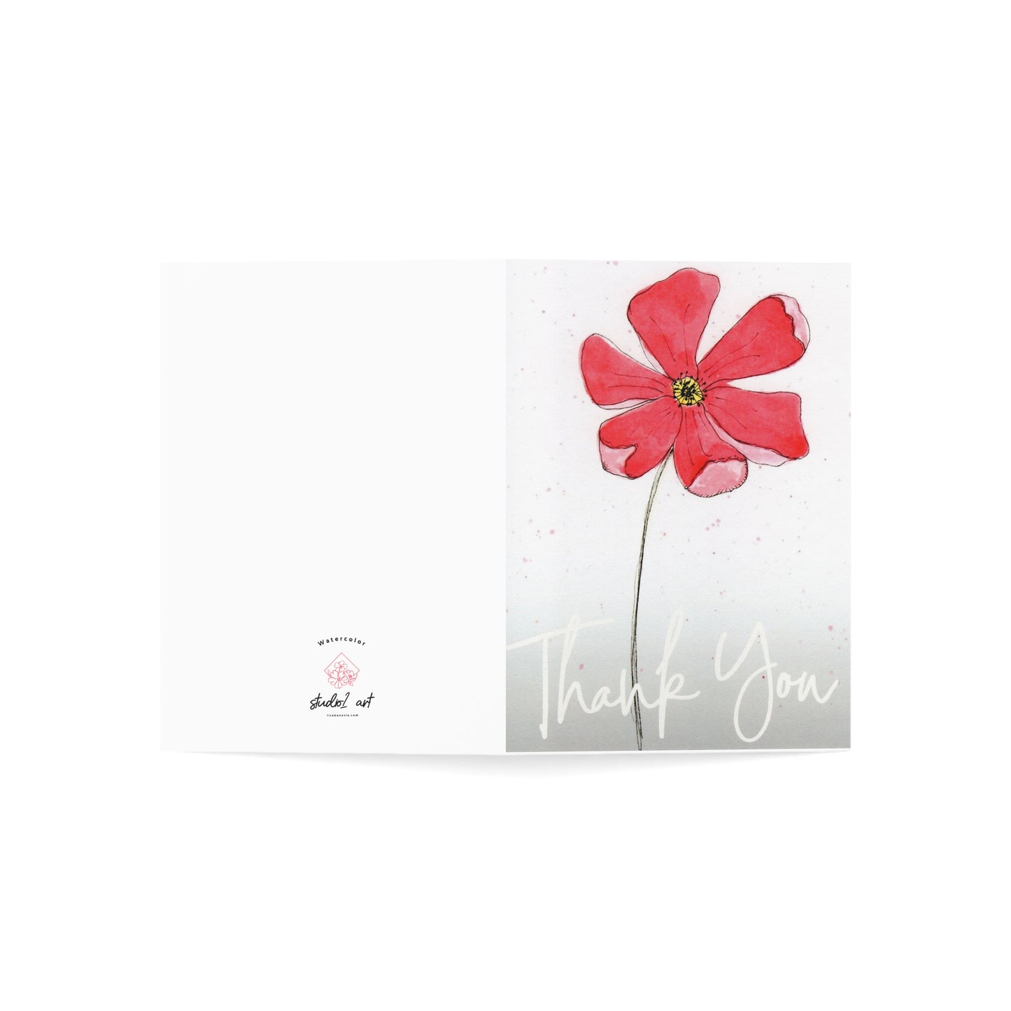 Poppy Flower Watercolor Art Card, Thank You, Blank Card Set, Original Water Color Painting Luxury Greeting Card Set, Note Card Set