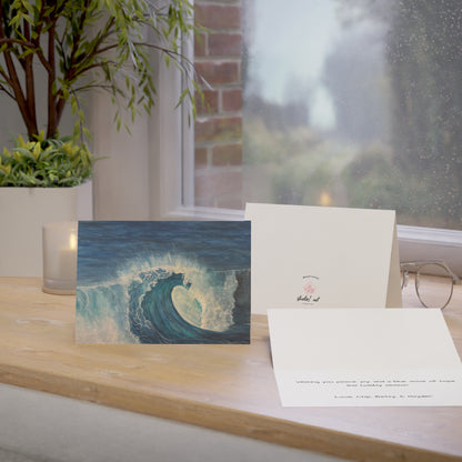 Big Blue Ripcurl Cards, Watercolor, Painting Original Art Cards, Wave Art, Thank You, Get Well Note Cards, Customizable