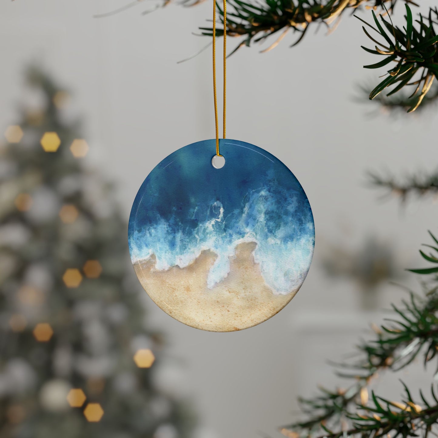 Ocean Wave Ceramic Ornaments | Coastal Decor | Beach Christmas Tree Decoration, Summer Vibe Gifts, Holiday Keepsakes, Nautical Home