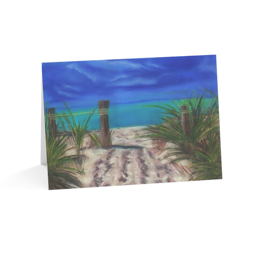 Peaceful Shoreline Pastel Art Greeting Card Pack, Coastal Art Cards, Luxury Stationery, Get Well, Thank You, Or Birthday Card Set.