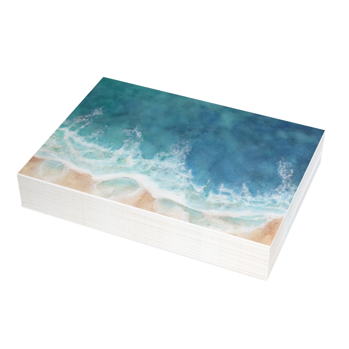 Shoreline Watercolor Painting Card, Luxury Art Greeting Card Set, Tropical Wave Watercolor Blank Cards, Just Because, Get Well Or Thank you