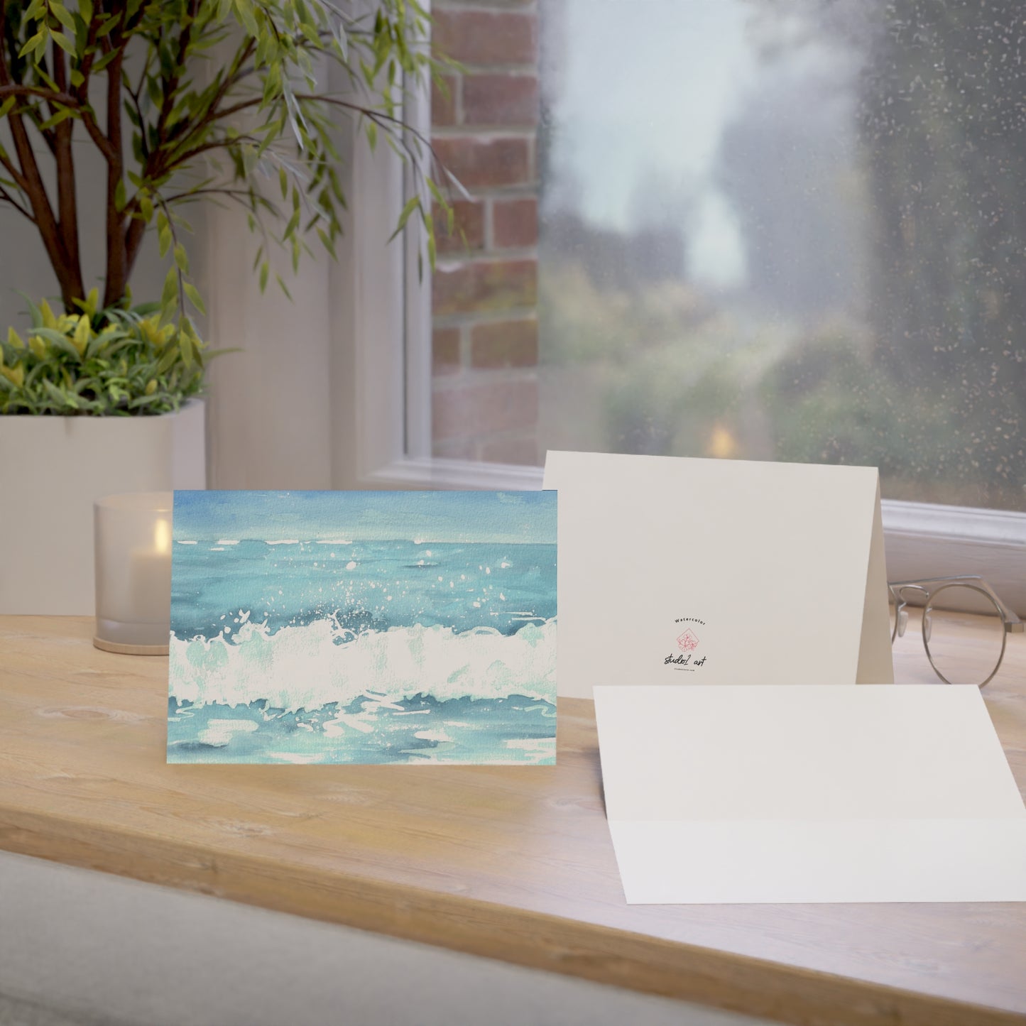 Sparkling Blue Wave Greeting Cards | Frameable Ocean Art Cards