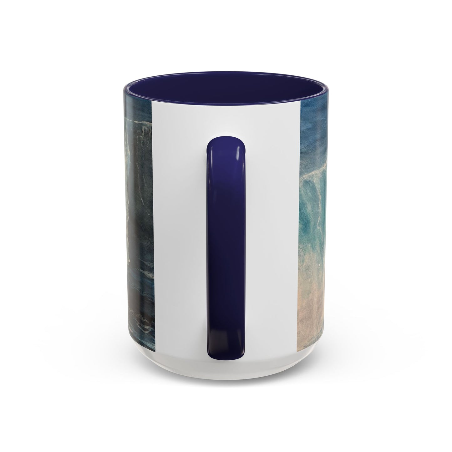 Mug, watercolor big blue wave dark blues and turquoise wavee. Ocean, sea lover gift. Beach theme coffee cup. Coastal home decor. Nautical