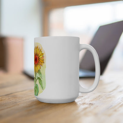 Bunch of Sunflowers Ceramic Mug - Mom Coffee Cup, Gift for Friends, Gardeners, Summer Drinkware, Tea Lover's Mug, pink floral Kitchen Decor