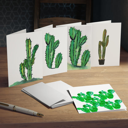 Cactus Lovers Greeting Cards Set, Watercolor Botanical Note Card Bundle, Any Occasion Stationery Pack, 5-Pack