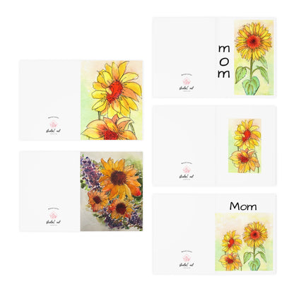 Hand Painted Sunflowers Greeting Cards 5-Pack | Bright Floral Cards for Mom