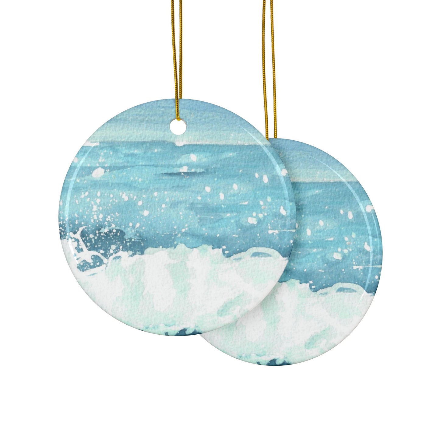 Crashing Waves Ceramic Ornaments, Two-sided Print for Home Décor, Christmas Tree Decorations, Gift for Beach Lovers, 1-10pcs