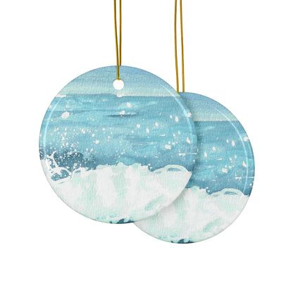 Crashing Waves Ceramic Ornaments, Two-sided Print for Home Décor, Christmas Tree Decorations, Gift for Beach Lovers, 1-10pcs