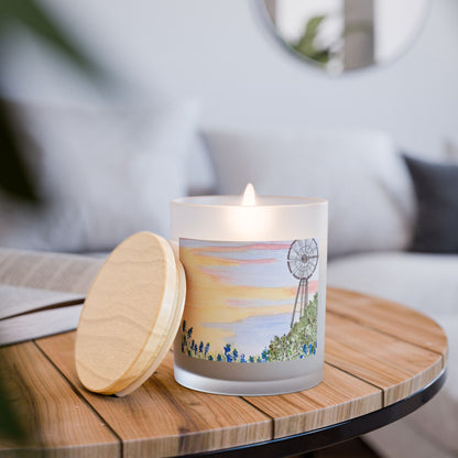 Candle, Texas Prairie Windmill and Bluebonnets Cactus Design, Home Fragrance, Decor, Gift, Hand-poured Soy Wax Candle