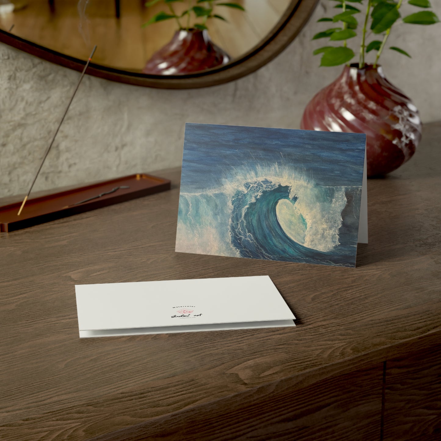 Big Blue Ripcurl Cards, Watercolor, Painting Original Art Cards, Wave Art, Thank You, Get Well Note Cards, Customizable