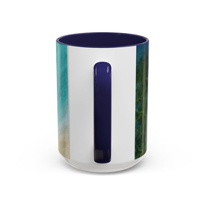 Coffee Mug, Cruisin Watercolor Speedboat Palms and Blue Waters Design, Nautical Tea Cup, Ceramic Tumbler, Boating Drinkware, Ocean Vacation
