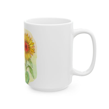 Bunch of Sunflowers Ceramic Mug - Mom Coffee Cup, Gift for Friends, Gardeners, Summer Drinkware, Tea Lover's Mug, pink floral Kitchen Decor