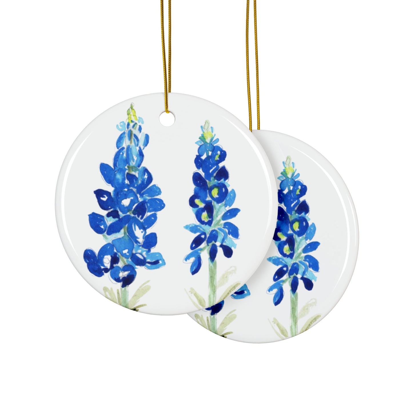 Texas Bluebonnet Ceramic Ornaments, Perfect for Home Decor, Holiday Gifts, Tree Decorations, Eco-Friendly Gift Idea, Nature Lover's Gift