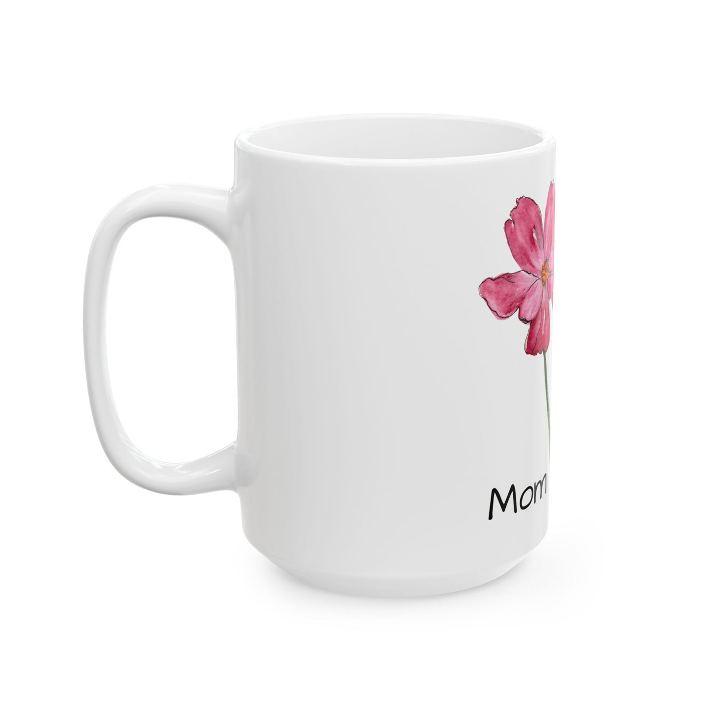 Floral Ceramic Mug - Mom Coffee Cup, Gift for Friends, Summer Drinkware, Tea Lover's Mug, pink floral Kitchen Decor