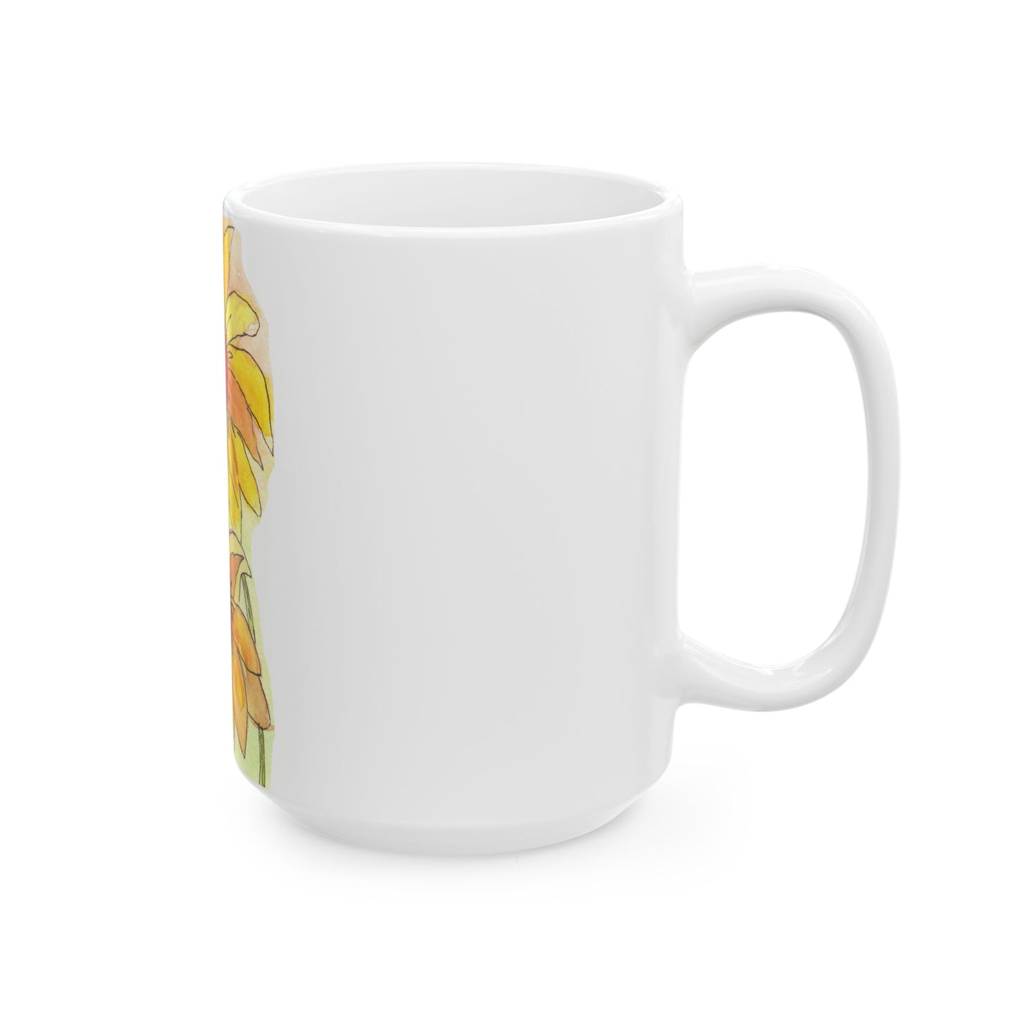 Sunflowers Ceramic Mug - Mom Coffee Cup, Gift for Friends, Summer Drinkware, Tea Lover's Mug, pink floral Kitchen Decor