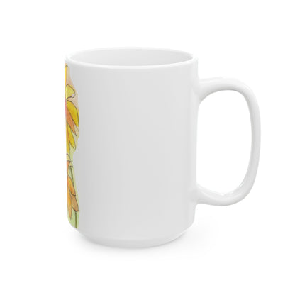 Sunflowers Ceramic Mug - Mom Coffee Cup, Gift for Friends, Summer Drinkware, Tea Lover's Mug, pink floral Kitchen Decor