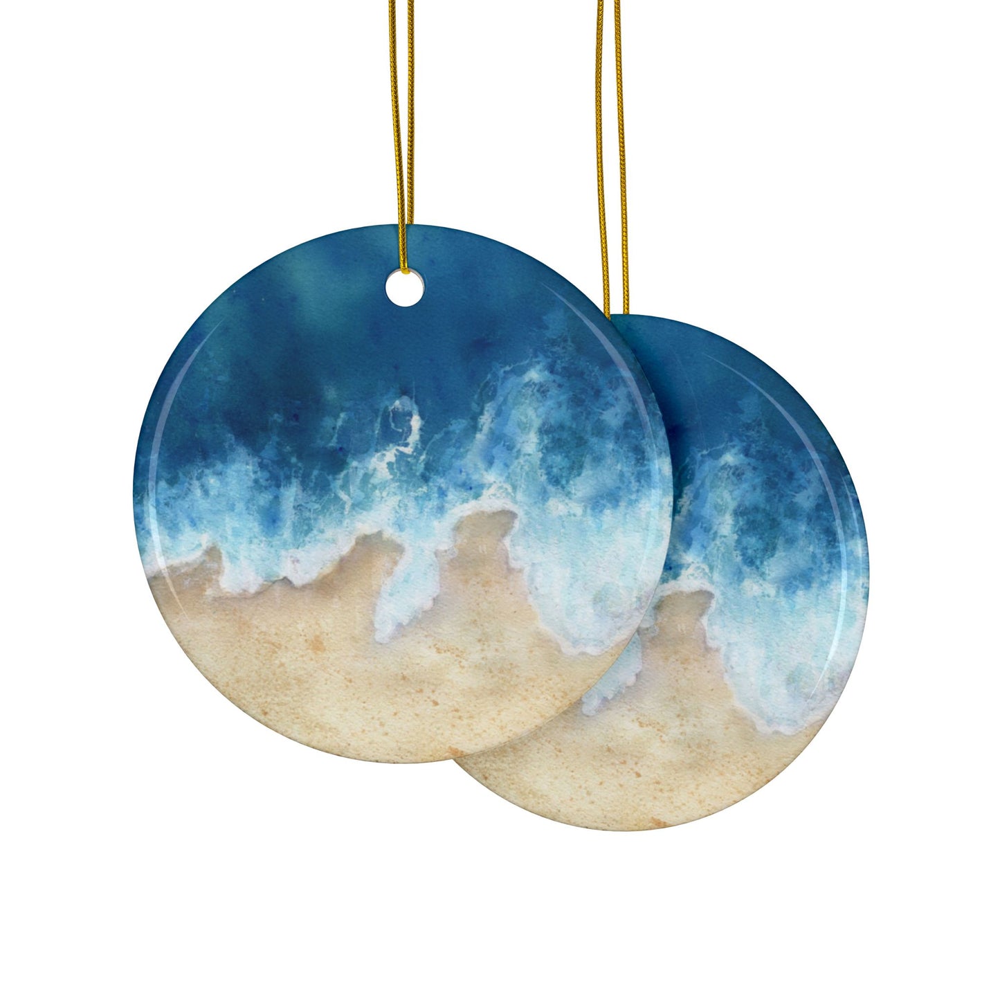 Ocean Wave Ceramic Ornaments | Coastal Decor | Beach Christmas Tree Decoration, Summer Vibe Gifts, Holiday Keepsakes, Nautical Home