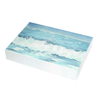 Sparkling Blue Wave Greeting Cards | Frameable Ocean Art Cards