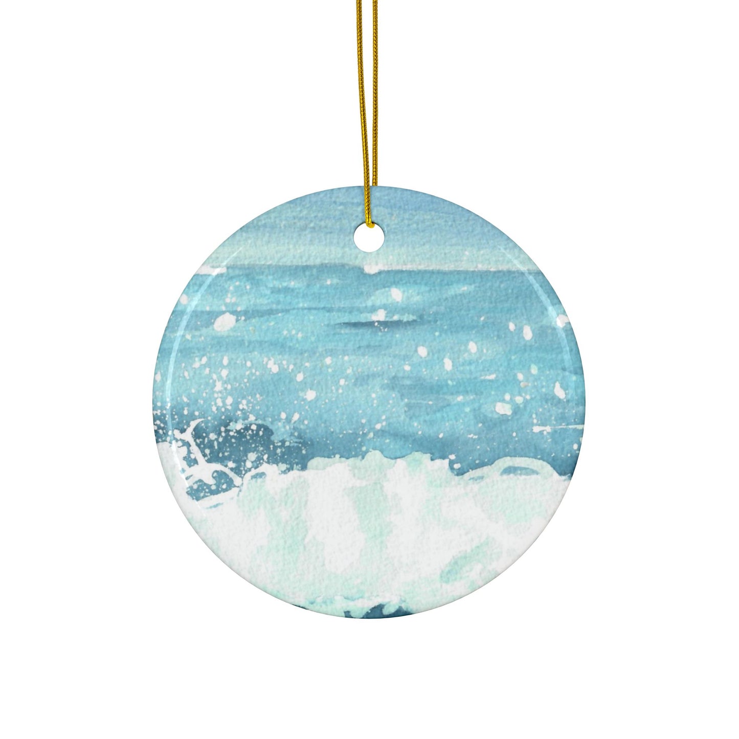 Crashing Waves Ceramic Ornaments, Two-sided Print for Home Décor, Christmas Tree Decorations, Gift for Beach Lovers, 1-10pcs