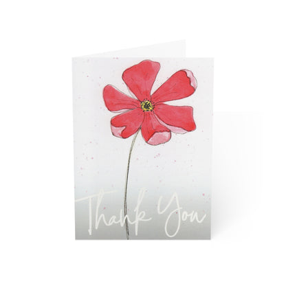 Poppy Flower Watercolor Art Card, Thank You, Blank Card Set, Original Water Color Painting Luxury Greeting Card Set, Note Card Set