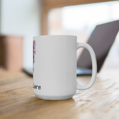 Pink Daisies Floral Ceramic Mug - Mom and Daughter Coffee Cup, Gift for Friends, gardeners, Flower Lover Mug, pink floral Kitchen Decor