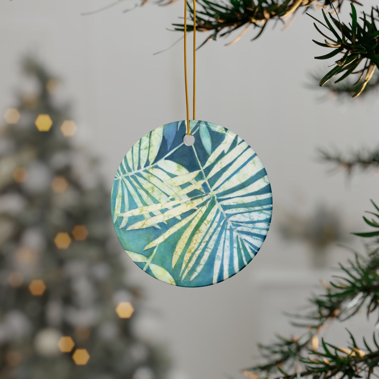 Tropical Ceramic Ornaments, Perfect for Holiday Decor, Two-Sided Prints, Eco-Friendly Home Decor, Gift for Plant Lovers, Wedding Favors,