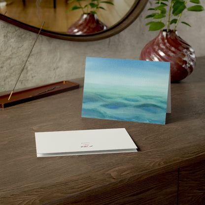 Peaceful Ocean Blank Cards, Watercolor, Painting Original Art Cards, Wave Art, Thank You, Get Well Note Cards,Luxury Greeting Card Pack