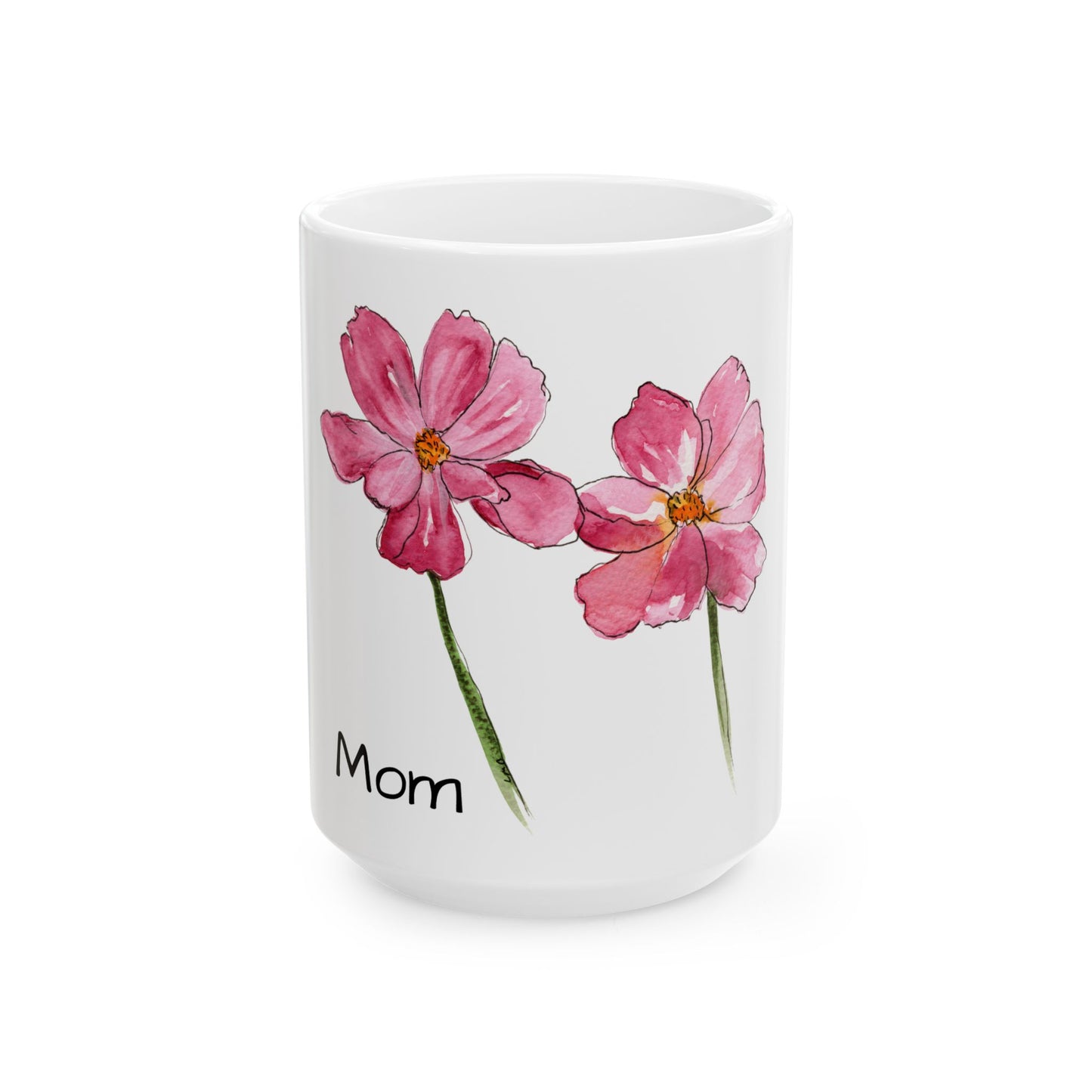 Floral Ceramic Mug - Mom Coffee Cup, Gift for Friends, Summer Drinkware, Tea Lover's Mug, pink floral Kitchen Decor