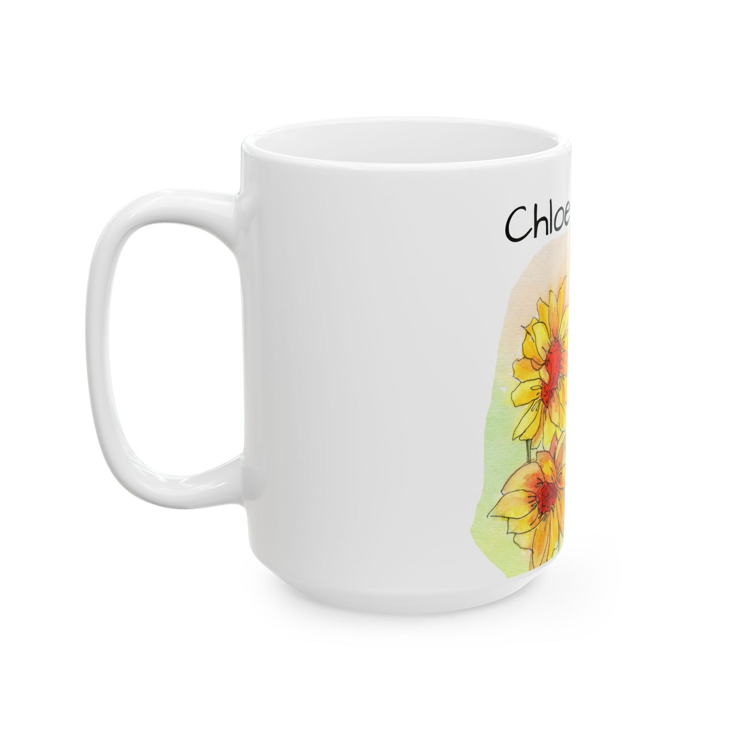 Bunch of Sunflowers Ceramic Mug - Mom Coffee Cup, Gift for Friends, Gardeners, Summer Drinkware, Tea Lover's Mug, pink floral Kitchen Decor