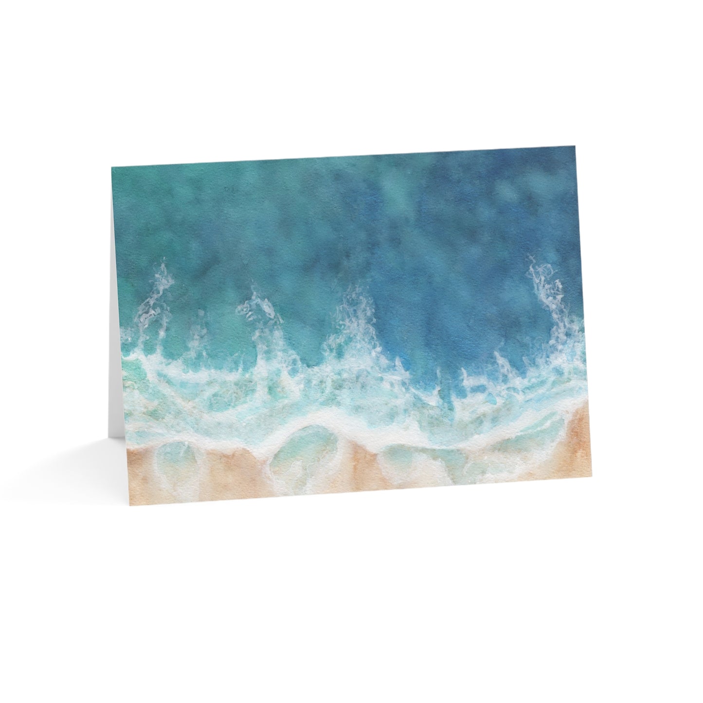 Shoreline Watercolor Painting Card, Luxury Art Greeting Card Set, Tropical Wave Watercolor Blank Cards, Just Because, Get Well Or Thank you