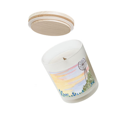 Candle, Texas Prairie Windmill and Bluebonnets Cactus Design, Home Fragrance, Decor, Gift, Hand-poured Soy Wax Candle