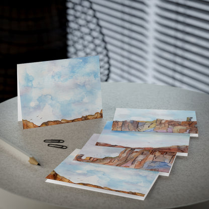 Greeting Cards, Southwest Watercolor Design, 5-Pack, All Occasion Stationery Set, Handmade Blank Note Cards, Big Rocks and Skies Artwork