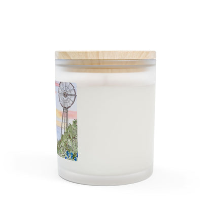 Candle, Texas Prairie Windmill and Bluebonnets Cactus Design, Home Fragrance, Decor, Gift, Hand-poured Soy Wax Candle